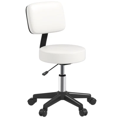 White Adjustable Swivel Salon Chair, Padded Back, 5 Wheels, 48L x 48W x 84H cm. - Image 1 of 4