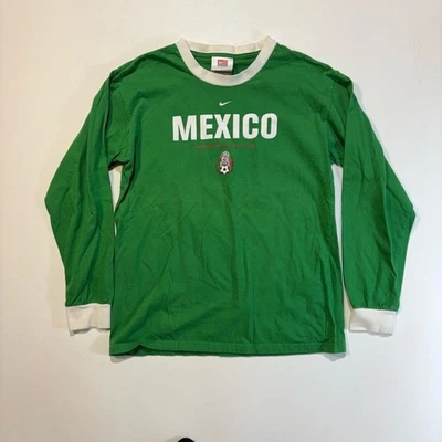 Nike Green and White Mexico Marquez Long Sleeve Jersey Shirt - Kids L - Image 1 of 4
