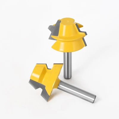 8MM Shank Router Bits 2PCS Lock Miter Milling Cutter 22 5 Degree for Woodwork - Image 1 of 4