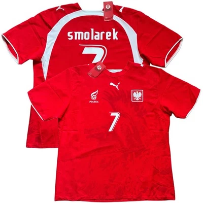 2006/07 Poland Away Jersey #7 Smolarek XL Puma Soccer World Cup Red Kit - Image 1 of 4
