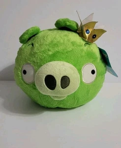 Angry Birds 8 Zoll Green King Schwein Plüschtier, goldene Krone, ohne Ton mit Etikett - Bild 1 von 12