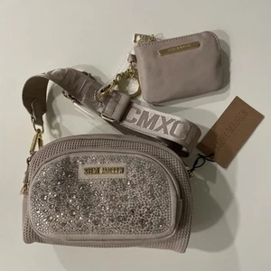 Steve Madden Bstorm Purse Blush Rhinestone Bag Storm Stud Camera Crossbody - Picture 1 of 15