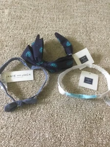Janie & Jack Blue Medallion Bow headband Hair Band plus 2 stretch headbands NWT - Picture 1 of 5