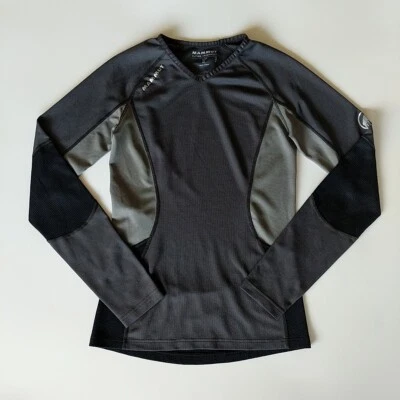 Mammut Alpine 底层长袖 T 恤女式 XS 码 V 领羊毛混纺 — 第 1/4 张图片