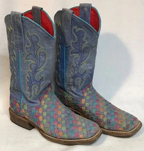 Macie Bean "Queen Awesome" Square Toe Stitched Leather Cowboy Boots - Womens 4 - Picture 1 of 10