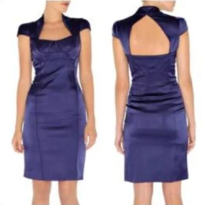 Karen Millen Dress Galaxy Vintage, Blue, Silk, Luxury Satin, RRP £175, UK8 - Picture 1 of 9