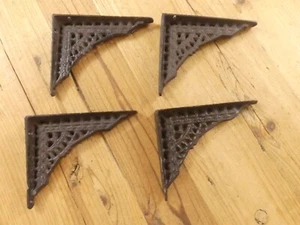 4 Antique Style Shelf Brace Wall Brackets Cast Iron SMALL 5 x 4 *ROUGH PATCHES* - Picture 1 of 9