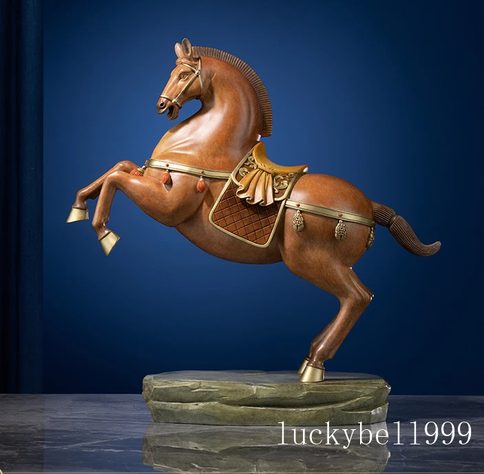 18"China Contemporary Ar bronze Fengshui horse copper sculpture decor