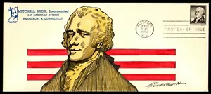 US #1053 FDC $5 Hamilton. Wildermuth Hand Painted & Signed Cachet - Picture 1 of 2