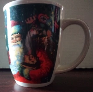Kunst Weihnachten Becher Vintage Keramik/Porzellan Weihnachtsmann Innenrand Unikat - Bild 1 von 3