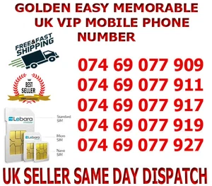 GOLDEN EASY MEMORABLE UK VIP MOBILE PHONE NUMBER/PLATINUM SIM (B20)