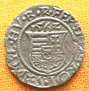 Münze Mittelalter Ungarisches Königreich - Habsburg Ferdinand I. Silber Denar, 1562. - Bild 1 von 2