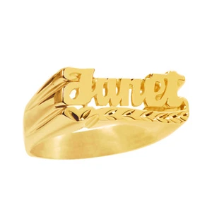 Personalized Sterling Silver Name Ring Diamond Cut / Any Name / Gold Plated - Picture 1 of 4