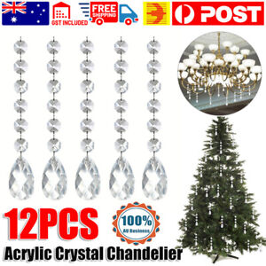 12pcs Acrylic Crystal Bead Droplet Wedding DIY Hanging Drop Chandelier Ornament