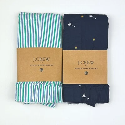 Calzoncillos boxer J Crew Boxers XL 2 pares de vidrio Martini y azul verde tejido a rayas Foto 1 de 3