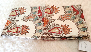 Pottery Barn Valencia 18"x 18” Beige Red Floral Print Cotton Linen Pillow Covers