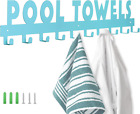 Large Pool Towel Rack with 10 Hooks, Towel Holder Wall Mounted for Outdoor or Ba