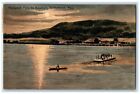 1910 Hockanum Ferry Boat Moonlight Northampton Massachusetts Ma Vintage Postcard