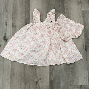 Edgehill Collection weißes Sommerkleid mit Windelüberwurf Blumendruck Kleid - 2T - Bild 1 von 5