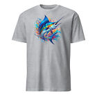 Colorful Blue Marlin Splash Unisex Short Sleeve T-Shirt - Vibrant Fish Design