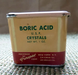Boric Acid crystals ~ Pure Pac ~ metal tin canister ~ vintage - Picture 1 of 5