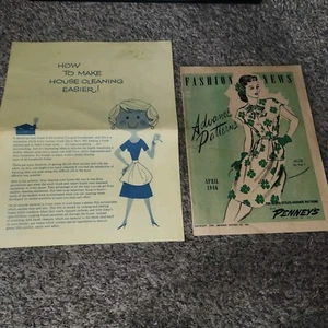 1940s Vintage Advance Fashion News Sewing Pattern 1946 & Johnson Wax Flyer - Picture 1 of 7