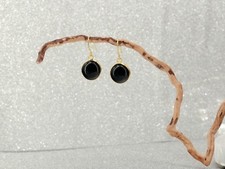 Boucles d'oreilles Petit Perle Agate Noir Onyx Simple AA26