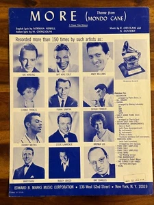 More Theme From Mondo Cane Sheet Music Riz Ortolani Frank Sinatra Italian Lyrics - Picture 1 of 4