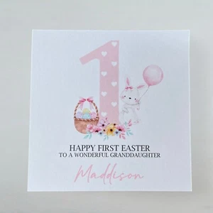 Girls 1st First Easter Card Granddaughter Daughter Great Niece Personalised - Picture 1 of 4