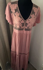 Band of Gypsies All You Need Is Love Pink Maxi Dress Womens Size XS NWT - Picture 1 of 6