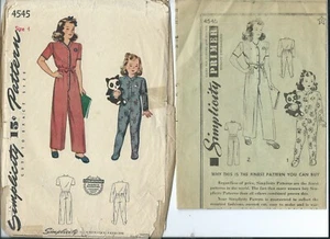 S 4545 sewing pattern 40's darling PAJAMAS short or long sleeves sew CUTE size 4 - Picture 1 of 1