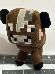 Minecraft 2014 Mojang Brown Black Baby Jinx Cow 6” Plush Stuffed Animal - Picture 1 of 4