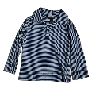 Express Jeans Girls Striped Blue 3/4 Sleeve Collared Button Up Shirt Size Medium - Picture 1 of 6