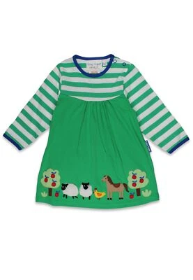 Toby Tiger Bio-Baumwoll Kinder Jersey Kleid langarm mit Bauernhof-Applikation - Bild 1 von 3