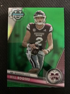 Will Rogers 2023 Bowman Chrome University Green Refractor RC #68/99