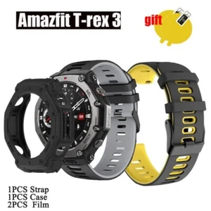 Strap + TPU Film + Soft Shell Protector Case Frame for Amazfit T-rex 3 - Picture 1 of 14