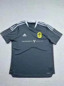 Adidas Mens Nashville SC Jersey Size Large Gray Striped Areoready Primegreen - Picture 1 of 7