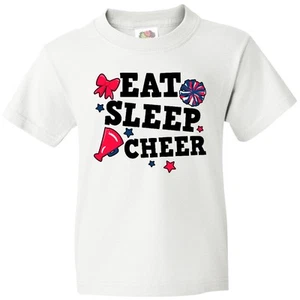 Inktastic Cheerleading Eat Sleep Cheer Youth T-Shirt Sports Cheerleader I Love - Picture 1 of 3