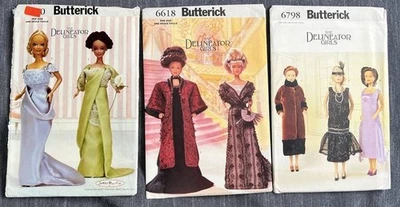 Lote de 3 Patrones de Costura Butterick DELINETOR GIRLS Ropa Barbie 11.5" MUÑECA Foto 1 de 4