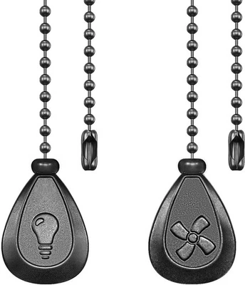 Cadena de tracción para ventilador de techo negro, cadena decorativa de 2 piezas de 12 pulgadas  Foto 1 de 4