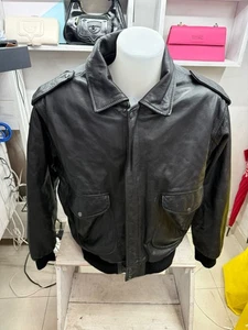Jacket Model Schott Leather Colour Black Size 52 Cod. AM489 - Picture 1 of 11