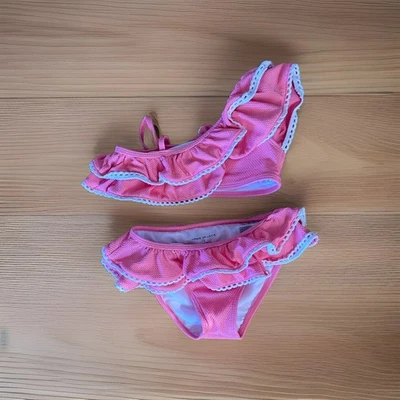 Bikini Janie & Jack Niñas Rosa Volantes Ojales 2 Piezas Talla 5 Foto 1 de 4