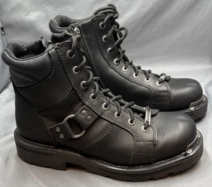 Harley Davidson Maddy D84189 Black Leather Biker Motorcycle Boots Women's 9M - Picture 1 of 10