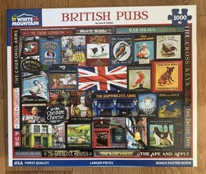 Rompecabezas White Mountain 1000 piezas - Pubs británicos - ¡COMPLETO! - Imagen 1 de 3