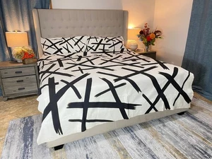 Handgefertigtes Zebra Schlammtuch King Bettwäsche Set: Böhmische Decke & Kissenbezüge - Bild 1 von 10