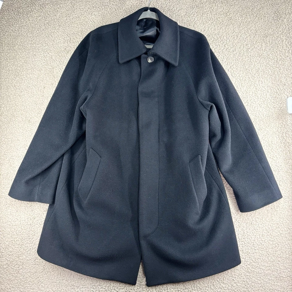 Vintage Crombie Coat Mens 46R Black Overcoat Button Up Cashmere Angora Wool - Image 1 of 4