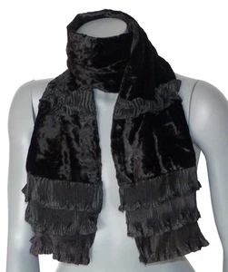 ECHARPE de créateur pour femme taille unique noir uni foulard étole cheche neuve - Imagen 1 de 2