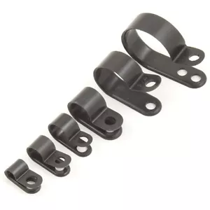 Clips P de plástico negro de nailon - sujetadores para cable, conducto, tubos, mangas, etc. - Imagen 1 de 1