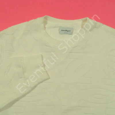 Suéter Salvatore Ferragamo Para Hombre XL Blanco Gancini Cuello Redondo Jersey Actual Foto 1 de 4