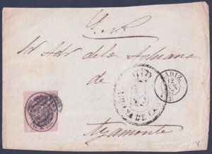 F-EX46344 ESPAÑA SPAIN 1855 1 onza 1857 Ed.36 FRONT COVER CADIZ TO AYAMONTE. - Picture 1 of 1